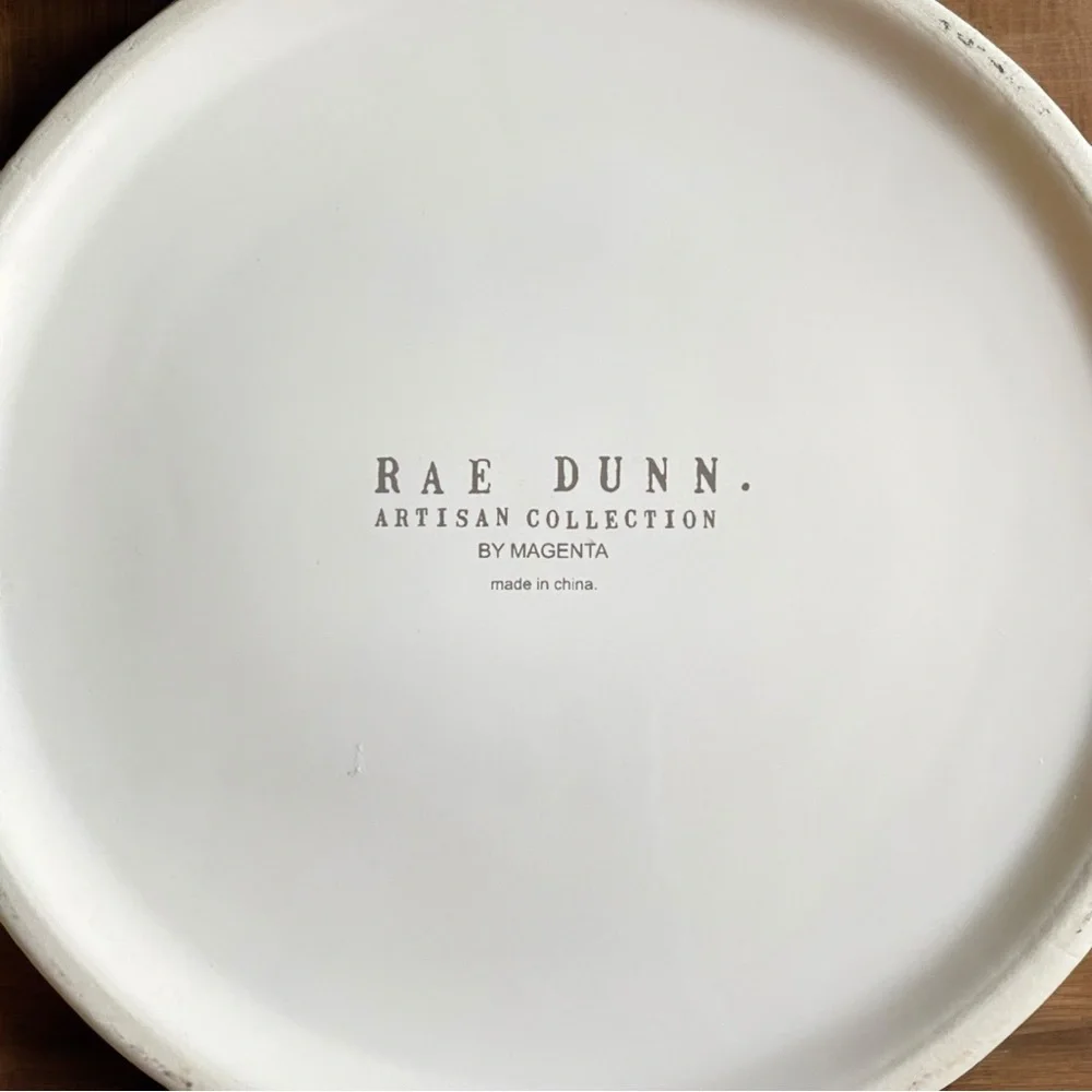 Rae Dunn Artisan Collection White Dog Woof Bowl 8”X 3”